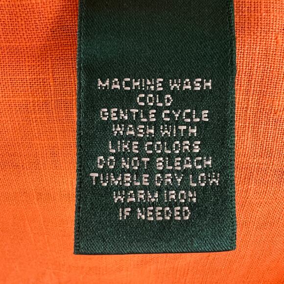 Lauren Ralph Lauren Linen Button Down Top Orange Long Sleeve Pockets Size L - Picture 10 of 12
